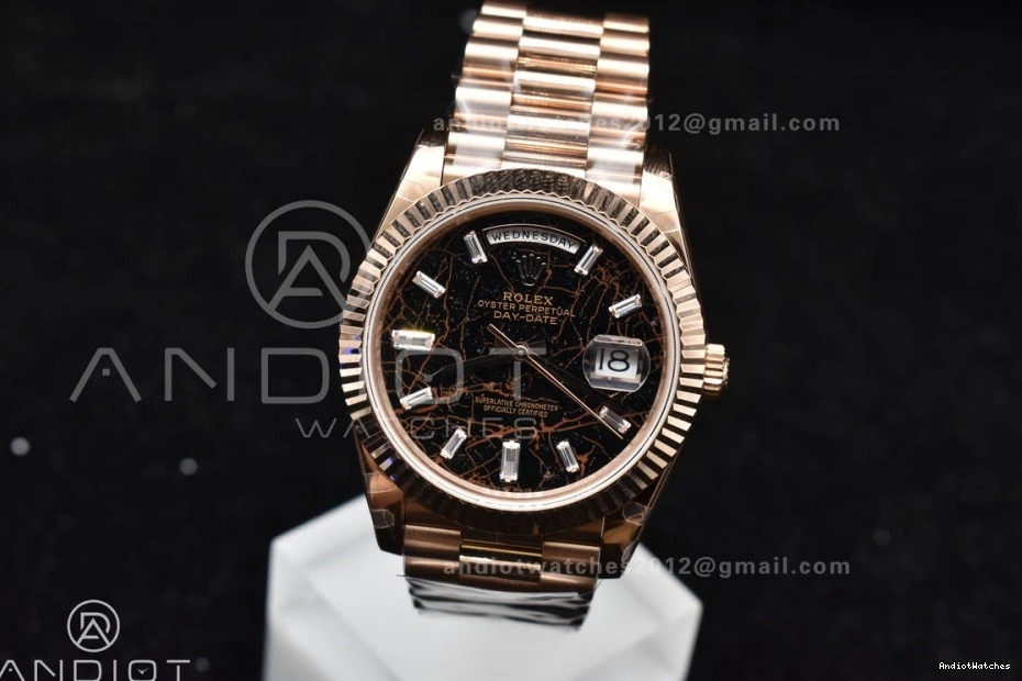 A President DayDate Dial GMF Crystal RG 904L Bracelet 40 Steel Markers 706 On Meteorite Bright 0506